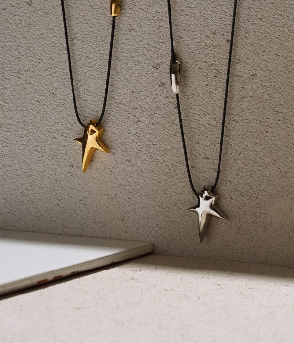 Silver Double Star Necklace 925