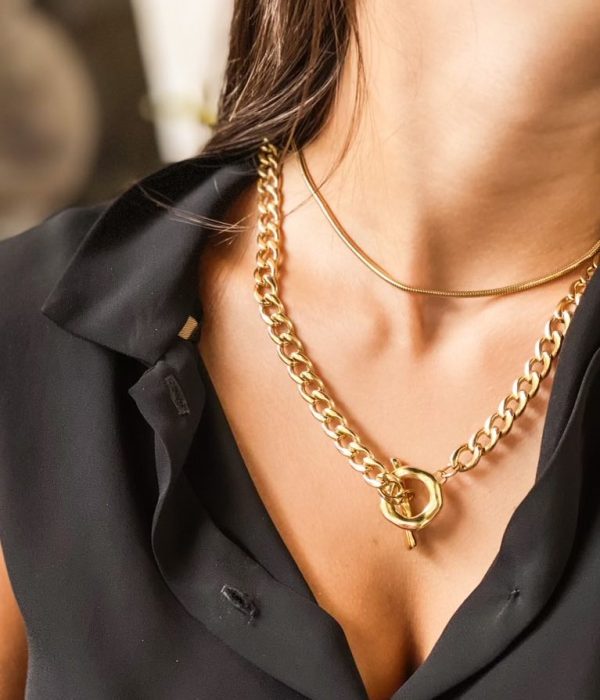 Gold chunky necklace & Gold snake necklace