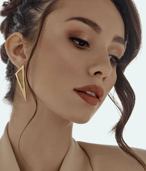 Gold Triangle Earrings 24k