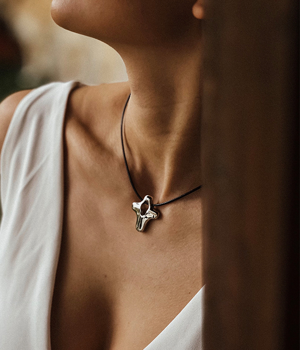 Silver Mini Cross Womens Necklace