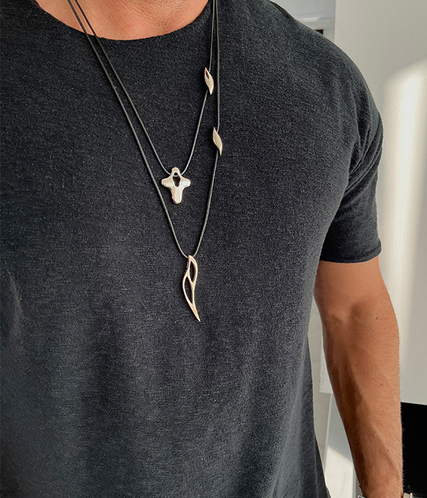 Silver Mini Cross & Silver Icarus Necklace